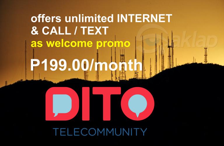 DITO offers 199.00 pesos unlimited internet, call and text for one month