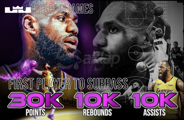 LeBron James becomes the first NBA Player to reach 30k points, 10k rebounds and 10k assists