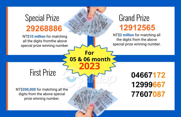 Official Taiwan Lottery Receipt Winning Numbers For the Month of May and June 2023