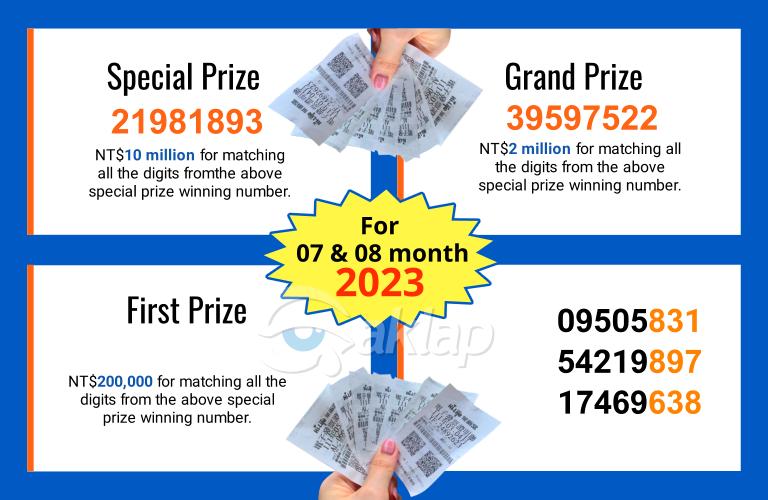Official Taiwan Lottery Receipt Winning Numbers For The Month Of July And August 2023
