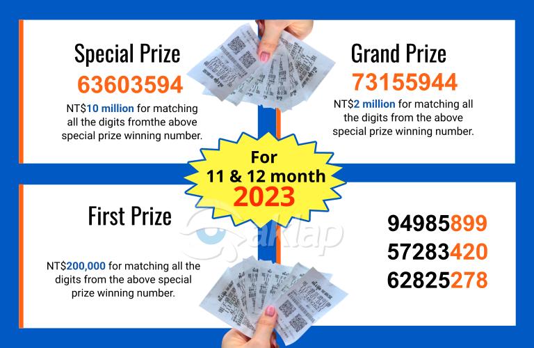 Official Taiwan Lottery Receipt Winning Numbers For The Month Of November and December 2023