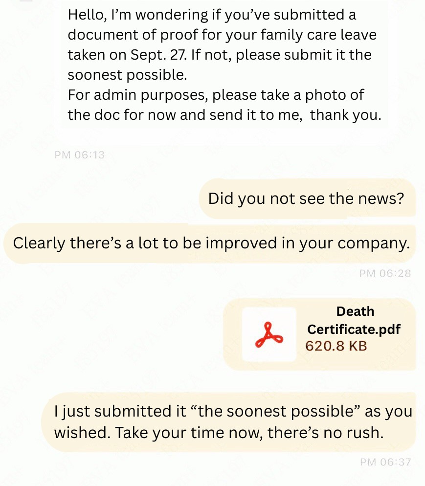 Eva Air is now in Hotseat After Texting Deceased Flight Attendant During Her Funeral To Question Sick Leave